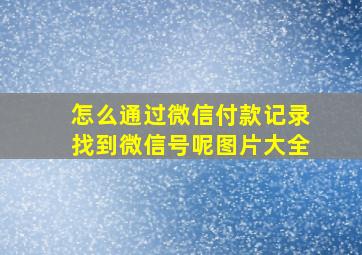 怎么通过微信付款记录找到微信号呢图片大全