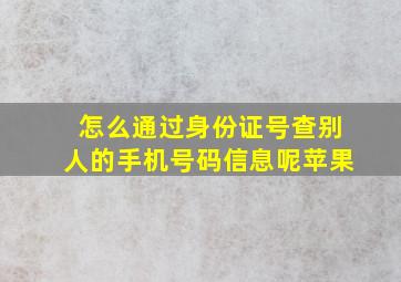 怎么通过身份证号查别人的手机号码信息呢苹果