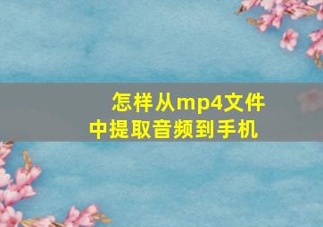 怎样从mp4文件中提取音频到手机