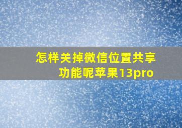 怎样关掉微信位置共享功能呢苹果13pro