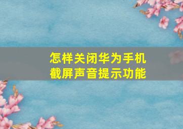 怎样关闭华为手机截屏声音提示功能