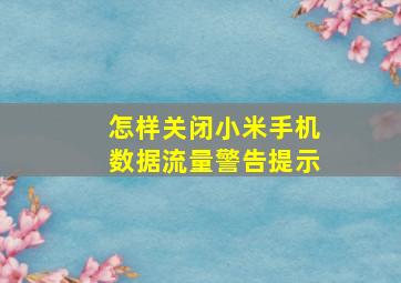 怎样关闭小米手机数据流量警告提示