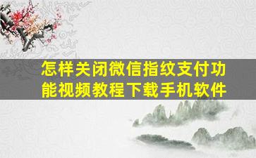 怎样关闭微信指纹支付功能视频教程下载手机软件