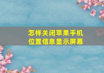 怎样关闭苹果手机位置信息显示屏幕