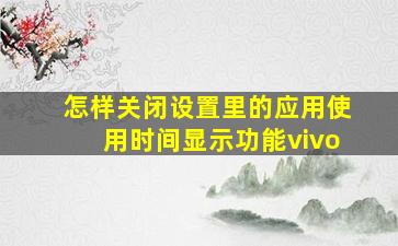 怎样关闭设置里的应用使用时间显示功能vivo