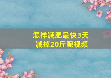 怎样减肥最快3天减掉20斤呢视频