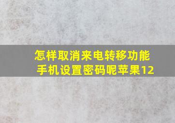 怎样取消来电转移功能手机设置密码呢苹果12