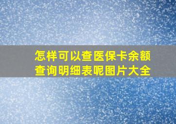 怎样可以查医保卡余额查询明细表呢图片大全