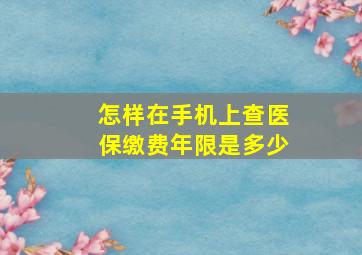 怎样在手机上查医保缴费年限是多少