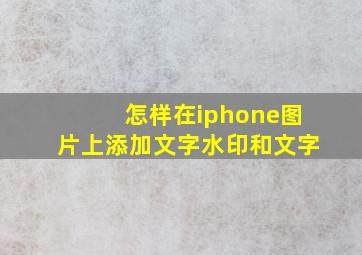 怎样在iphone图片上添加文字水印和文字