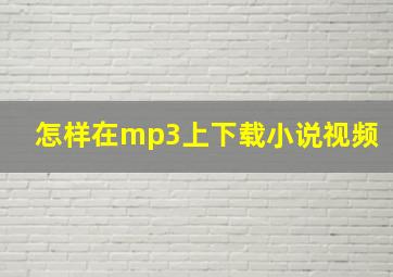 怎样在mp3上下载小说视频