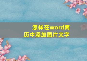 怎样在word简历中添加图片文字