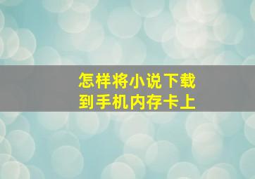 怎样将小说下载到手机内存卡上