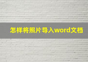 怎样将照片导入word文档