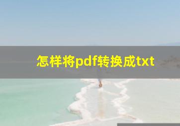 怎样将pdf转换成txt