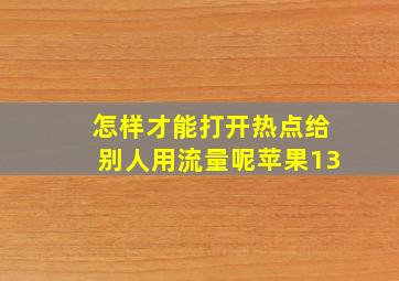 怎样才能打开热点给别人用流量呢苹果13