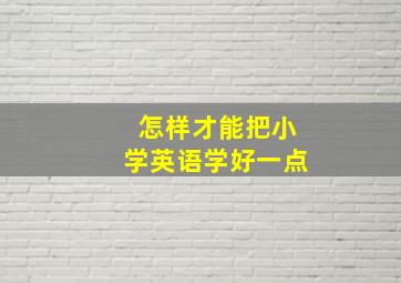 怎样才能把小学英语学好一点