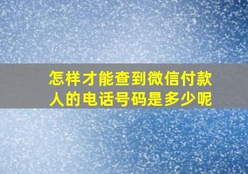 怎样才能查到微信付款人的电话号码是多少呢