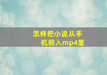 怎样把小说从手机转入mp4里