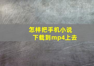 怎样把手机小说下载到mp4上去