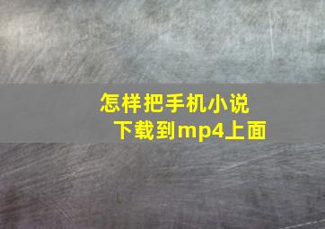 怎样把手机小说下载到mp4上面