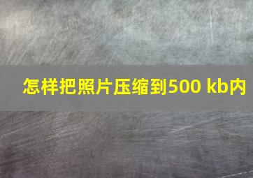 怎样把照片压缩到500 kb内