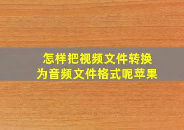 怎样把视频文件转换为音频文件格式呢苹果