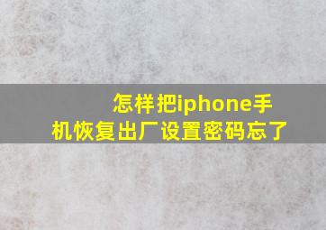 怎样把iphone手机恢复出厂设置密码忘了