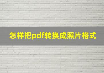 怎样把pdf转换成照片格式