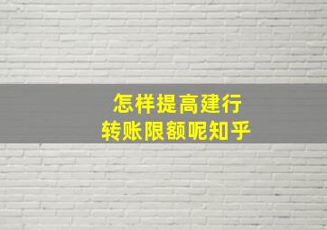 怎样提高建行转账限额呢知乎