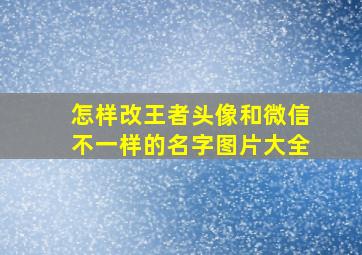 怎样改王者头像和微信不一样的名字图片大全