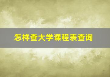 怎样查大学课程表查询