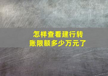 怎样查看建行转账限额多少万元了