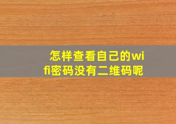 怎样查看自己的wifi密码没有二维码呢