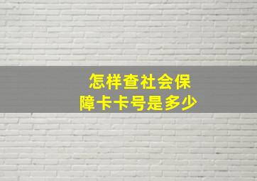 怎样查社会保障卡卡号是多少