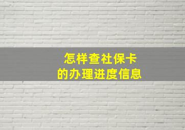 怎样查社保卡的办理进度信息