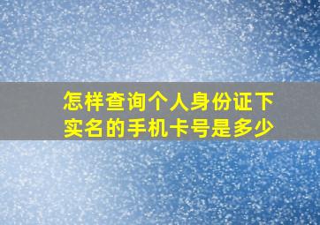 怎样查询个人身份证下实名的手机卡号是多少