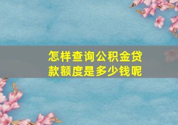 怎样查询公积金贷款额度是多少钱呢