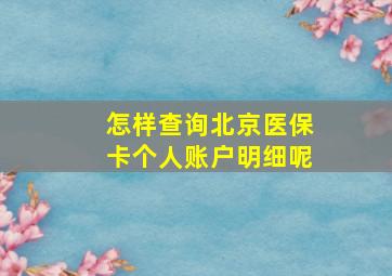 怎样查询北京医保卡个人账户明细呢