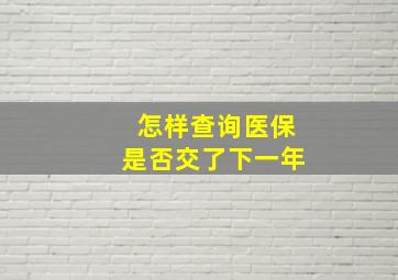 怎样查询医保是否交了下一年