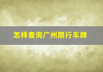 怎样查询广州限行车牌