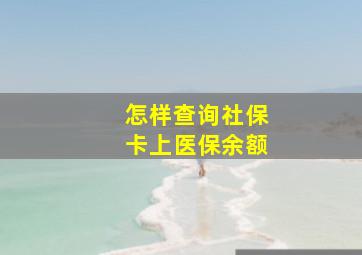 怎样查询社保卡上医保余额