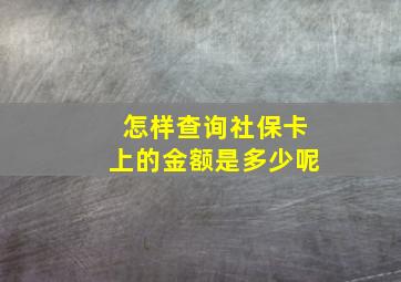 怎样查询社保卡上的金额是多少呢