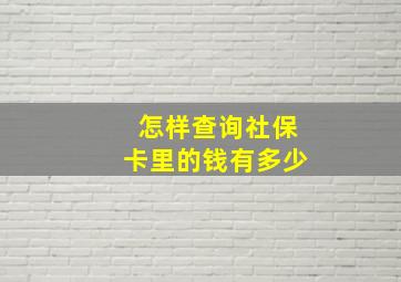 怎样查询社保卡里的钱有多少