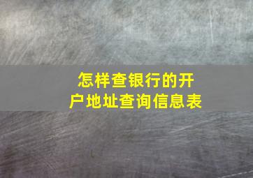 怎样查银行的开户地址查询信息表