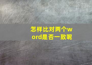 怎样比对两个word是否一致呢