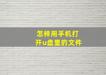 怎样用手机打开u盘里的文件