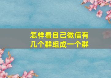 怎样看自己微信有几个群组成一个群