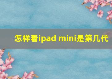 怎样看ipad mini是第几代