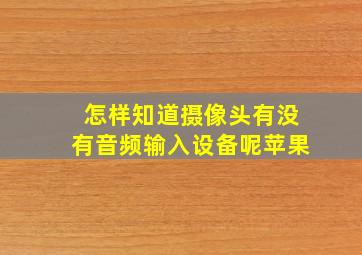 怎样知道摄像头有没有音频输入设备呢苹果